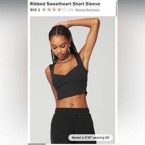 Alo ribbed sweetheart short sleeve